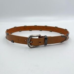 Vintage Leather With Nickel Hardware Belt